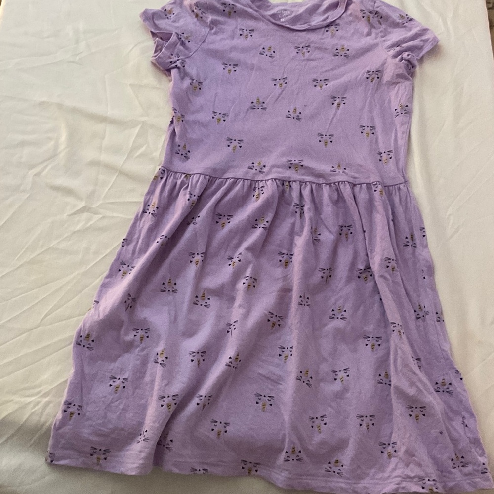 Carter's Purple Kids Dress with Kitty Cat Pattern